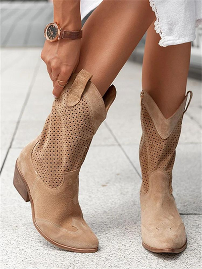 Cowboy-Stiefel | Atmungsaktiv | Niedriger Absatz | Cowgirl-Stiefel | Damenstiefel-Leyna Moda