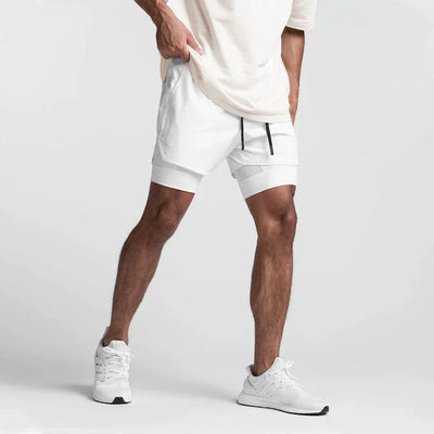 Fitness Kurze Hosen - Schnell trocknende, doppellagige Herren-Workout-Short-Leyna Moda