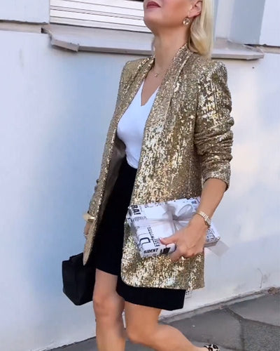 Gold Paillettenblazer-Leyna Moda