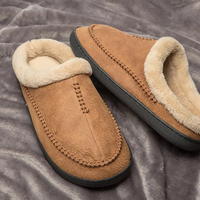 Hausschuhe – Warme Slip-On-Hausschuhe aus Wildleder für Herren für den Winter-Leyna Moda