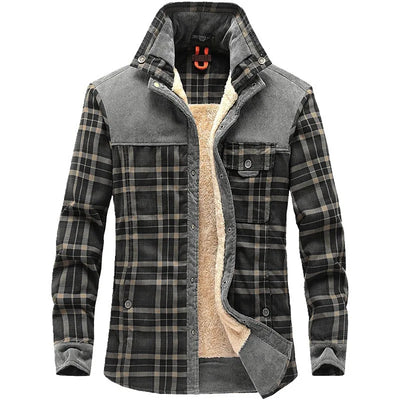 Herrenjacke – kariert – mit Knöpfen – mit Fleece gefüttert | Hemdjacke-Leyna Moda