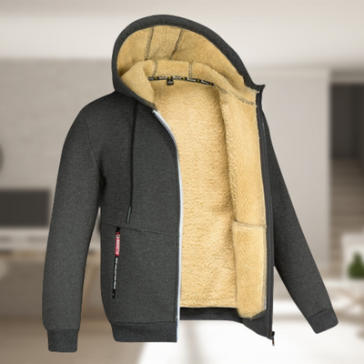 Kapuzenjacke - Reißverschluss - Fleece gefüttert - Herren Kapuzenjacke - Winterjacke-Leyna Moda