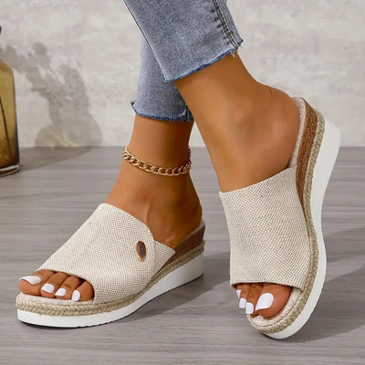 Keilsandalen - Slip On - Plateau - Schuhe für den Sommer - Damen Sandalen-Leyna Moda