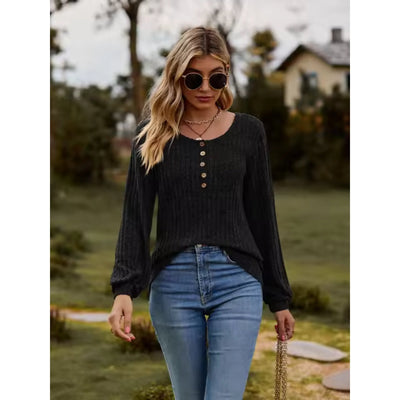 Langarm-Oberteil – Lässig – Weite Passform – Pullover – Damenbekleidung-Leyna Moda