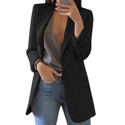 Langer Blazer - Damen Blazer mit langen Ärmeln und offener Front-Leyna Moda