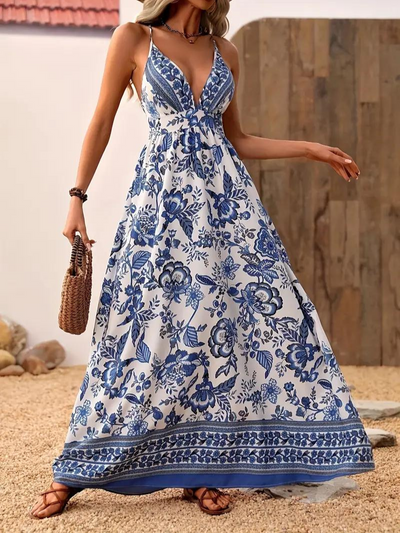 Maxikleid, rückenfrei, florales Sommerkleid, Sonnenkleider-Leyna Moda