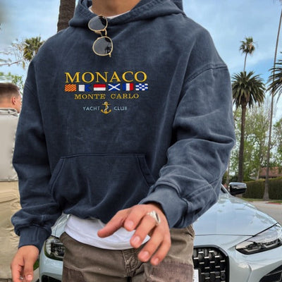 Monaco Hoodie – kuscheliger, locker sitzender Herren-Kapuzenpullover mit Tasche-Leyna Moda