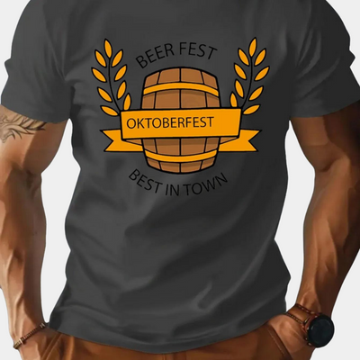 Oktoberfest-T-Shirt | Kurzarm | Rundhalsausschnitt | Bedrucktes T-Shirt | Herren-T-Shirt-Leyna Moda