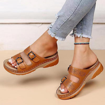 Orthopädische Sandalen | Schnallenriemen | Slip-On | Sommerschuhe | Orthopädische Hausschuhe Damen-Leyna Moda