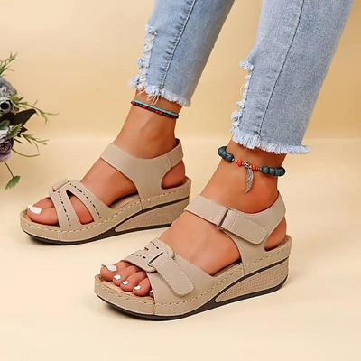 Orthopädische Sandalen, Schnallenriemen, Wedge, Ergonomische Schuhe, Sommerschuhe-Leyna Moda