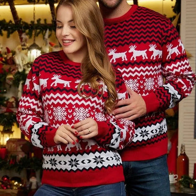 Paar-Weihnachts-Pullover – Rundhalsausschnitt – Langarm – Paar-Weihnachts-Leyna Moda