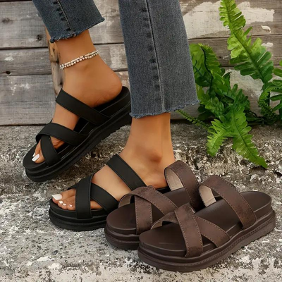 Plateausandalen, Orthopädisch, Slip On, Rutschen, Sommerschuhe-Leyna Moda