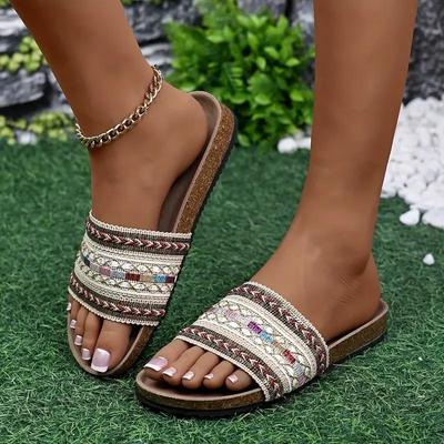 Sandalen - Boho Style - Flach - Pantoletten - Sommerschuhe-Leyna Moda