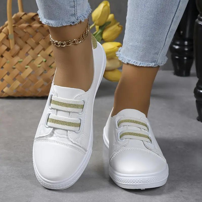 Slip On Turnschuhe - Weiß - Leichtgewichte - Wanderschuhe - Damenschuhe-Leyna Moda