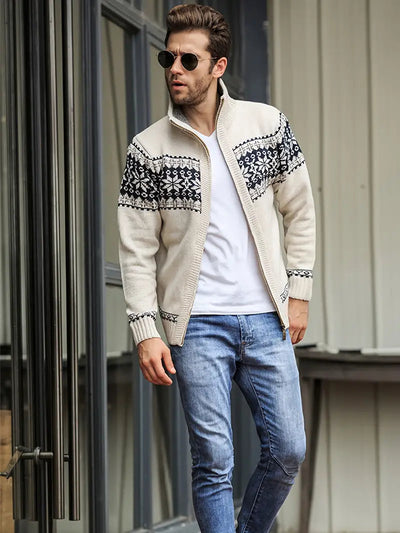 Strickjacke | High Neck | Winter | Zip Cardigan | Herrenbekleidung-Leyna Moda