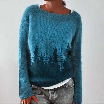 Strickpullover - Damen Langarm Lose - Passform Winter Pullover-Leyna Moda