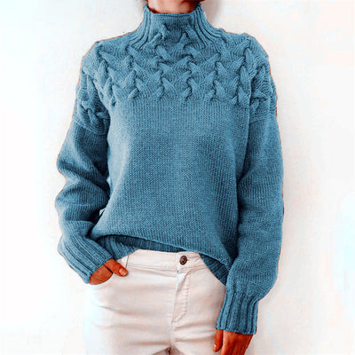 Strickpullover - Rollkragenpullover - Loose Fit - Pullover - Damenbekleidung-Leyna Moda