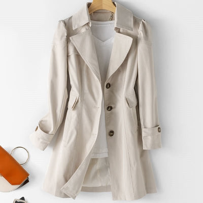 Trenchcoat - Klassische Slim Fit Button-Up Trenchcoat für Damen-Leyna Moda