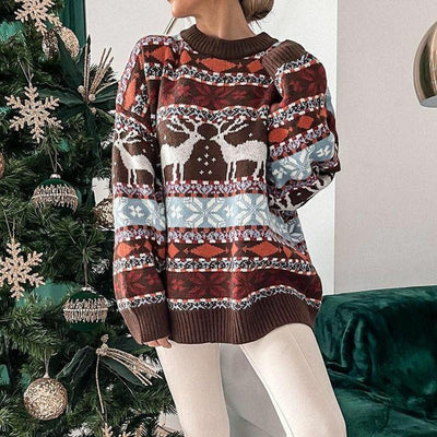 Übergroßer Pullover | Gemütlich | Gestrickt | Weihnachtspullover | Winterkleidung für Frauen-Leyna Moda