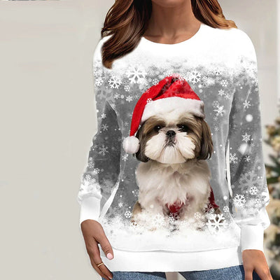 Weihnachts-Sweatshirt - Grau - Loose Fit - Xmas Pullover - Weihnachtspullover Frauen-Leyna Moda