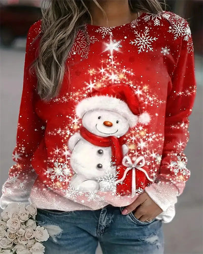 Weihnachts-Sweatshirt | Loose Fit | Bedruckt | Weihnachts-Pullover | Winterkleidung für Frauen-Leyna Moda