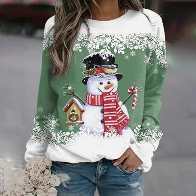 Weihnachtspulli - Damen Pullover mit langen Ärmel Schneemann Pullover für Weihnachten-Leyna Moda