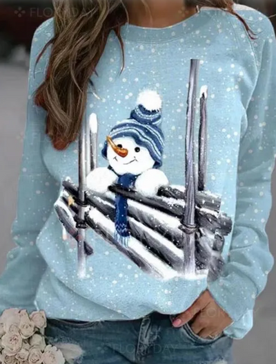 Weihnachtspullover - Schneemann - Loose Fit - Lustige Weihnachts-Sweatshirts - Damenpullover-Leyna Moda