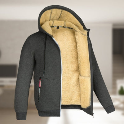 Winter-Kapuzenpullover | Sherpa-Fleece | Reißverschluss | Kapuzenjacke | Herrenbekleidung-Leyna Moda