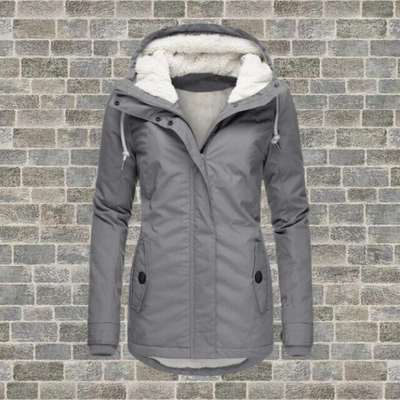 Winter Parka - Pelzgefütterte Shearling Winterjacke für Frauen mit Kapuze-Leyna Moda