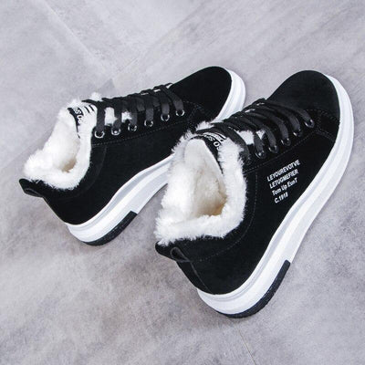 Winter Sneakers - Damen Schnürschuhe mit Shearling-Futter-Leyna Moda