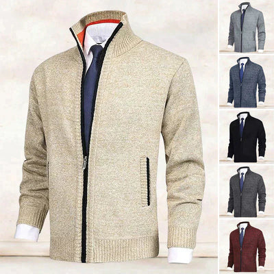 Zip Cardigan | Stehkragen | Taschen | Strickjacke | Herren-Strickjacke-Leyna Moda